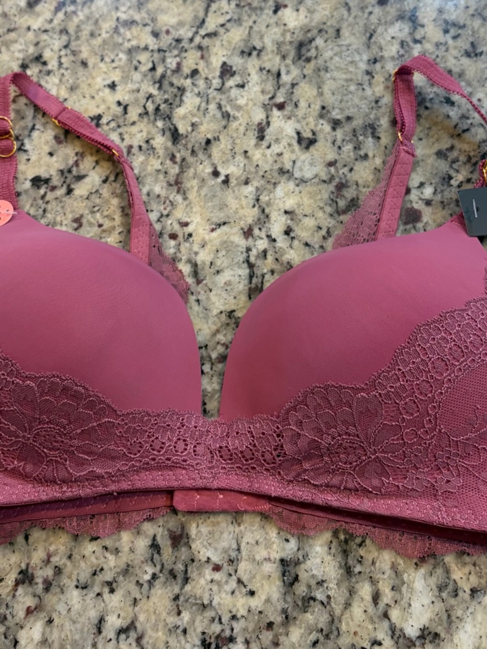 Youmita Lace-Trim Push-Up Bra in Rose Mauve